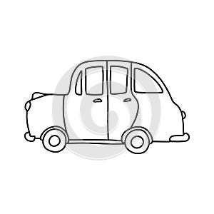 London traditional taxi cab doodle icon, vector color illustration