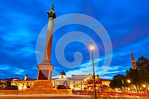 London Trafalgar Square sunset Nelson column