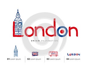 London travel set, England, Big Ben, bus