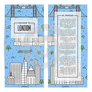 London traveling flyers set in linear style