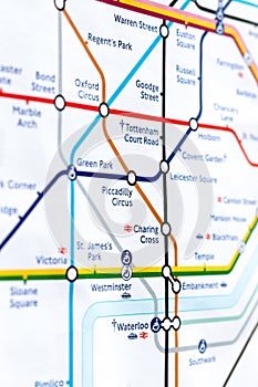 London Tube Map close up shot