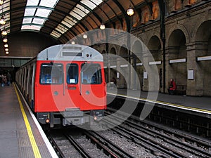 London Tube Train in Vintage Underground Station photo