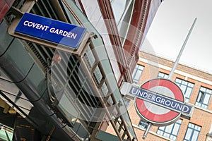 London, UK - 30 August 2016: Covent Garden station sign