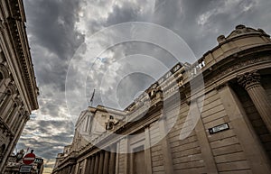 London, UK: The Bank of England on Threadneedle Street in the City of London