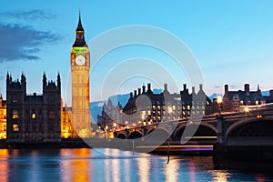 London, UK. Big Ben and the River Thames