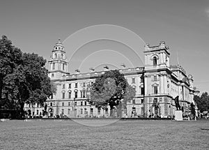 HM Revenue and Customs in London, black and white photo