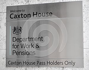 London / UK - February 22nd 2020  - Department for Work and Pensions DWP sign