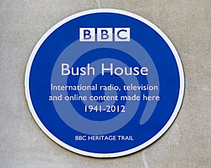 BBC Bush House Plaque in London, UK