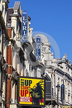 Row of Theatres of Shaftesbury Avenue in London, UK