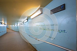 A subway tunnel underpass to London Waterloo Train Station