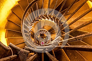 Spiral Staircase in Monument Tower in London on November 6, 2012