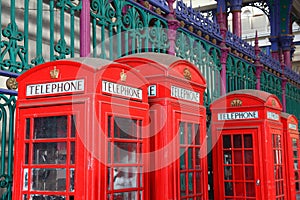 London UK red telephone booths