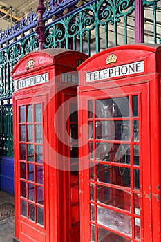 London UK red telephone booths