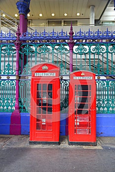 London UK red telephone booths