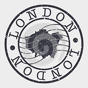 London, UK Stamp Postal. A Map Silhouette Seal. Passport Round Design. Emblema Vector Icon Design Retro Travel. photo