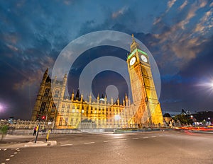 London, UK. Stunning view of Westminster Palace. Houses of Parliament at sunset