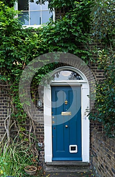 London, UK - typical english wooden front door