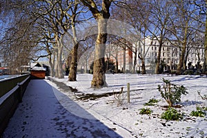 London, UK: a view of Pimlico Garden after a snowfall photo