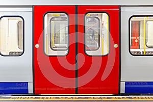 London underground train carriage waiting to depart