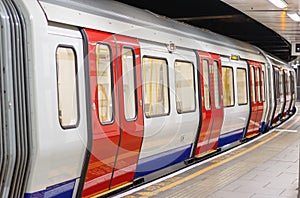 London underground train carriage waiting to depart photo