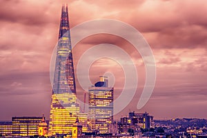 London, the United Kingdom: aerial night view of the city