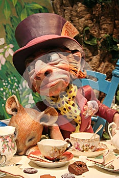 Mad Hatter and Dormouse during a tea party