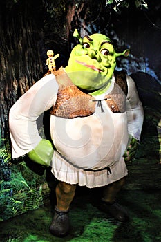 London, United Kingdom - December 2023 - Shrek in the Madame Tussauds