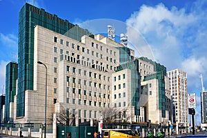 London, United Kingdom - February 02, 2019: SIS building as seen from Vauxhall station. Secret Intelligence Service or MI6 is