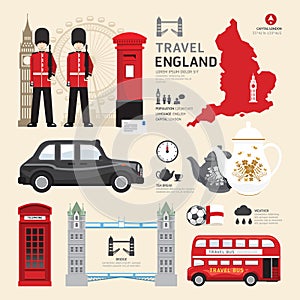 London,United Kingdom Flat Icons Design Travel Concept.