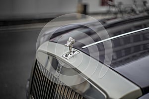 London, United Kingdom - May 18, 2022: The symbol of Rolls Royce, Spirit of Ecstasy in the streets of London