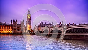 London, the United Kingdom: the Palace of Westminster with Big Ben, Elizabeth Tower, viewed from across the River Thames