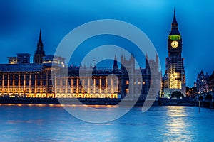 London, the United Kingdom: the Palace of Westminster with Big Ben, Elizabeth Tower, viewed from across the River Thames