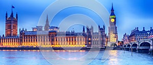 London, the United Kingdom: the Palace of Westminster with Big Ben, Elizabeth Tower, viewed from across the River Thames