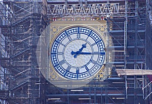 Big Ben renovated clock face, London, UK