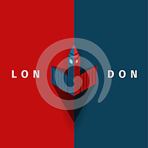 London vector poster with Big Ben in simple style