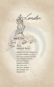 London vintage background with copy space. Admiral Nelson statue
