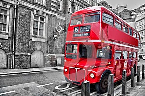 Londoner red double decker vintage bus photo