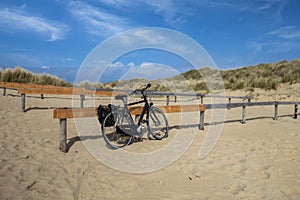 Lone bicycle at beach access