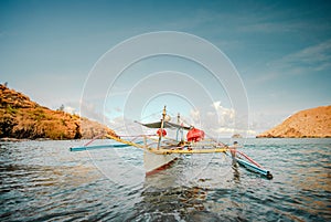 Lone boat at the shore of the beach at Zambales, Philippines