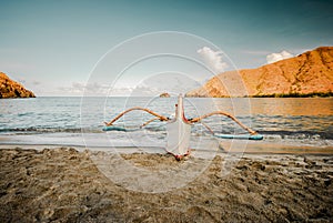 Lone boat at the shore of the beach at Zambales, Philippines