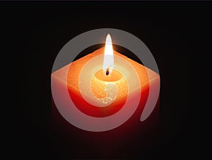 lone candle burning in dark