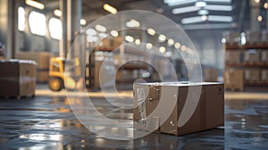 An Abandoned Box in Warehouse. AI generated