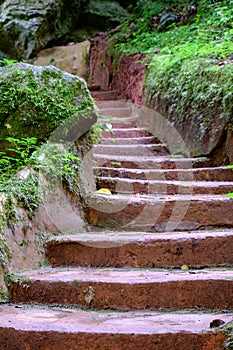 The Lone Creek Falls: walkway leading to the dramatic waterfalls in the Blyde River Canyon, Panorama Route, South Africa