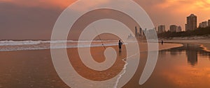 Lone Fisherman on a Beach in Gold Coast, Austalia