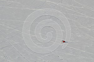 Lone ice fisherman Lake Altoona Wisconsin