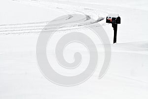 Lone Mailbox in a Snow Shower