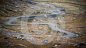 Motorcyclist descends Healy Pass in Ireland photo