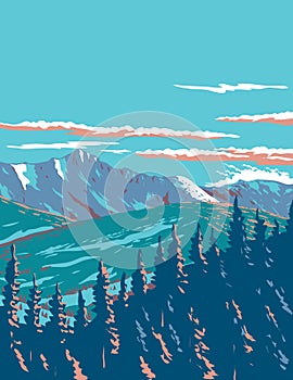 Lone Mountain in Lee Metcalf Wilderness Montana USA WPA Art Poster