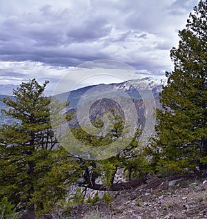 Lone Peak landscape view spring from Mount Mahogany trail, Wasatch Front Rocky Mountains, by Orem and Draper, Utah. United States.