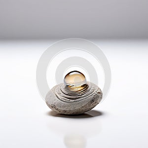 a lone pebble perched on a white surfac a single thread spirale photo